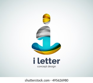 Vector i letter logo, abstract geometric logotype template, created with overlapping elements