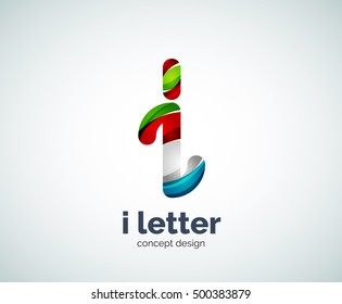 Logotipo de letra vector i, plantilla de logotipo geométrico abstracto, creada con elementos superpuestos
