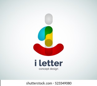 Vector i letter logo, abstract geometric logotype template, created with overlapping elements