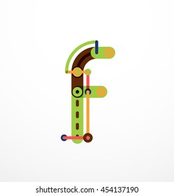 Logotipo de letra vectorial creado con elementos de línea conectados de colores. Diseño geométrico abstracto