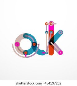 Vector letter logo created with colorful connected line elements. Abstract geometric design