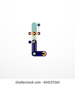 Vector letter logo created with colorful connected line elements. Abstract geometric design
