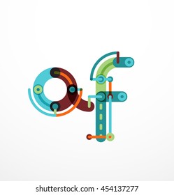 Vector letter logo created with colorful connected line elements. Abstract geometric design