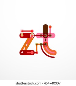 Logotipo de letra vectorial creado con elementos de línea conectados de colores. Diseño geométrico abstracto