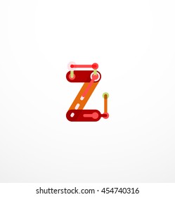 Vector letter logo created with colorful connected line elements. Abstract geometric design