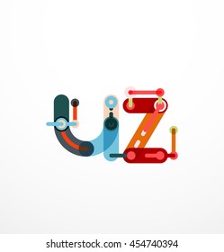 Vector letter logo created with colorful connected line elements. Abstract geometric design