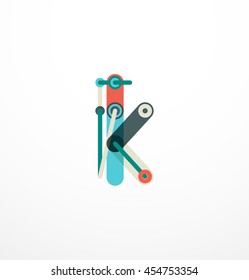 Vector letter logo created with colorful connected line elements. Abstract geometric design
