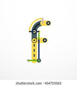 Vector letter logo created with colorful connected line elements. Abstract geometric design