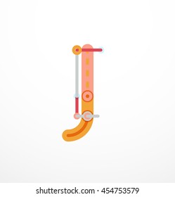Vector letter logo created with colorful connected line elements. Abstract geometric design