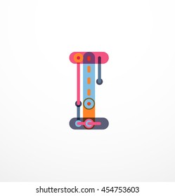 Logotipo de letra vetorial criado com elementos de linha conectados coloridos. Projeto geométrico abstrato