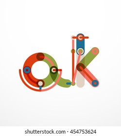 Logotipo de letra vectorial creado con elementos de línea conectados de colores. Diseño geométrico abstracto