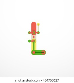 Vector letter logo created with colorful connected line elements. Abstract geometric design