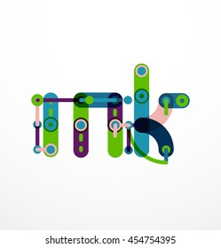 Vector letter logo created with colorful connected line elements. Abstract geometric design