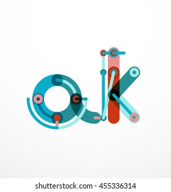 Vector letter logo created with colorful connected line elements. Abstract geometric design