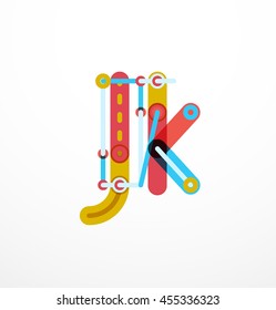 Logotipo de letra vectorial creado con elementos de línea conectados de colores. Diseño geométrico abstracto