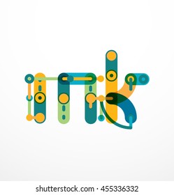 Logotipo de letra vectorial creado con elementos de línea conectados de colores. Diseño geométrico abstracto