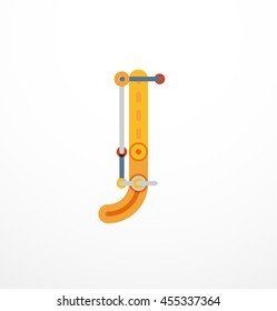 Vector letter logo created with colorful connected line elements. Abstract geometric design