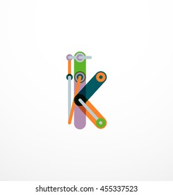 Logotipo de letra vetorial criado com elementos de linha conectados coloridos. Projeto geométrico abstrato