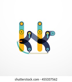 Vector letter logo created with colorful connected line elements. Abstract geometric design