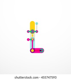 Vector letter logo created with colorful connected line elements. Abstract geometric design