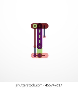 Vector letter logo created with colorful connected line elements. Abstract geometric design