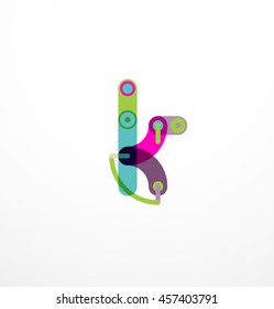 Logotipo de letra vectorial creado con elementos de línea conectados de colores. Diseño geométrico abstracto