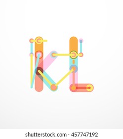 Logotipo de letra vetorial criado com elementos de linha conectados coloridos. Projeto geométrico abstrato