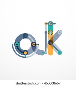 Logotipo de letra vectorial creado con elementos de línea conectados de colores. Diseño geométrico abstracto