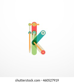 Vector letter logo created with colorful connected line elements. Abstract geometric design
