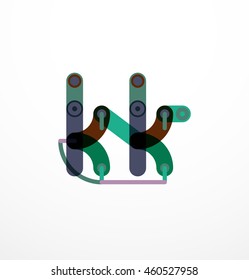 Vector letter logo created with colorful connected line elements. Abstract geometric design