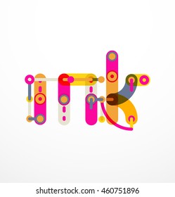 Logotipo de letra vectorial creado con elementos de línea conectados de colores. Diseño geométrico abstracto