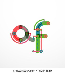 Vector letter logo created with colorful connected line elements. Abstract geometric design