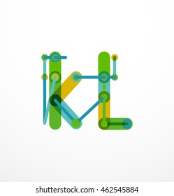 Vector letter logo created with colorful connected line elements. Abstract geometric design