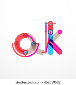 Logotipo de letra vectorial creado con elementos de línea conectados de colores. Diseño geométrico abstracto