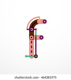Logotipo de letra vectorial creado con elementos de línea conectados de colores. Diseño geométrico abstracto