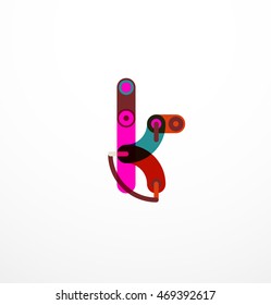 Logotipo de letra vectorial creado con elementos de línea conectados de colores. Diseño geométrico abstracto