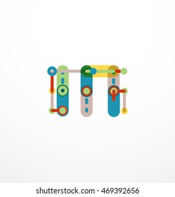 Vector letter logo created with colorful connected line elements. Abstract geometric design
