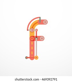 Logotipo de letra vectorial creado con elementos de línea conectados de colores. Diseño geométrico abstracto