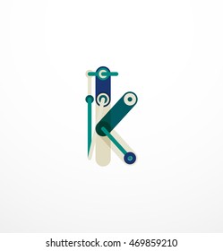 Vector letter logo created with colorful connected line elements. Abstract geometric design