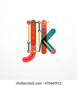 Logotipo de letra vectorial creado con elementos de línea conectados de colores. Diseño geométrico abstracto