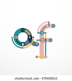 Logotipo de letra vectorial creado con elementos de línea conectados de colores. Diseño geométrico abstracto