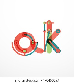 Vector letter logo created with colorful connected line elements. Abstract geometric design