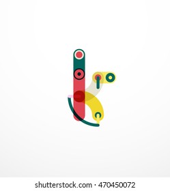 Vector letter logo created with colorful connected line elements. Abstract geometric design