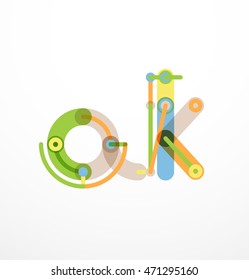 Logotipo de letra vectorial creado con elementos de línea conectados de colores. Diseño geométrico abstracto