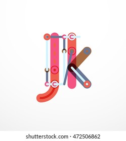 Logotipo de letra vectorial creado con elementos de línea conectados de colores. Diseño geométrico abstracto