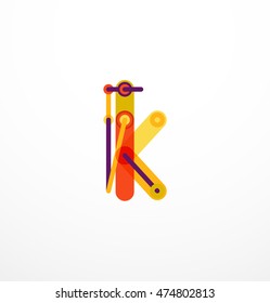 Vector letter logo created with colorful connected line elements. Abstract geometric design