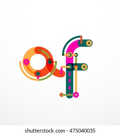 Vector letter logo created with colorful connected line elements. Abstract geometric design