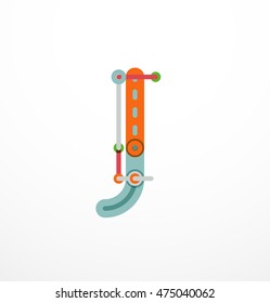 Vector letter logo created with colorful connected line elements. Abstract geometric design
