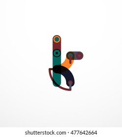 Logotipo de letra vectorial creado con elementos de línea conectados de colores. Diseño geométrico abstracto