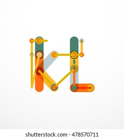 Vektor-Brief-Logo erstellt mit bunten, miteinander verbundenen Linien Elemente. Abstraktes geometrisches Design